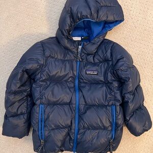 Patagonia Toddlers Hi-loft Down Jacket- navy blue